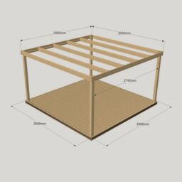 Rutland County Garden Furniture Ltd Box Pergola & Decking Kit - Wood - L300 x W300 cm - Light Green - thumbnail 3