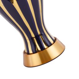 Happy Homewares Traditional Gloss & Polished Gold Ceramic Table Lamp Base in Midnight - thumbnail 2