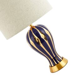Happy Homewares Traditional Gloss & Polished Gold Ceramic Table Lamp Base in Midnight - thumbnail 3