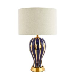 Happy Homewares Traditional Gloss & Polished Gold Ceramic Table Lamp Base in Midnight - thumbnail 4
