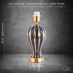 Happy Homewares Traditional Gloss & Polished Gold Ceramic Table Lamp Base in Midnight - thumbnail 6