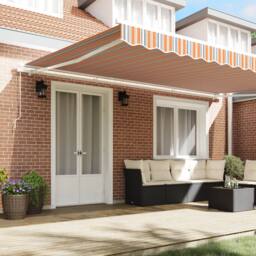 Berkfield Home Manual Retractable Awning Multicolour Stripe 500x300 cm in Beige - thumbnail 3
