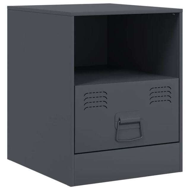 Berkfield Home Bedside Cabinet Anthracite 34.5x39x44 cm Steel in Charcoal - image 1