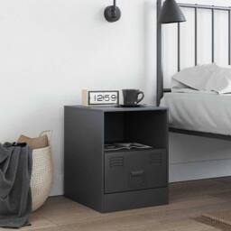Berkfield Home Bedside Cabinet Anthracite 34.5x39x44 cm Steel in Charcoal - thumbnail 3