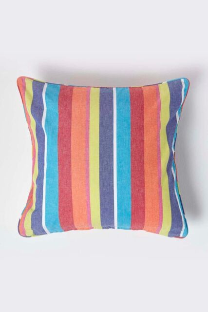 Homescapes Cotton Multi Coloured Stripe Cushion Cover - Size: 60 cm x 60 cm - image 1