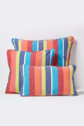 Homescapes Cotton Multi Coloured Stripe Cushion Cover - Size: 60 cm x 60 cm - thumbnail 5