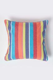 Homescapes Cotton Multi Coloured Stripe Cushion Cover - Size: 60 cm x 60 cm