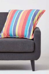 Homescapes Cotton Multi Coloured Stripe Cushion Cover - Size: 60 cm x 60 cm - thumbnail 2