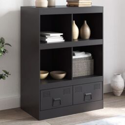 Berkfield Home Highboard Black 67x39x95 cm Steel - Size: 67 x 39 x 95 cm - thumbnail 1