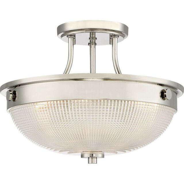 Loops 2 Bulb Semi Flush Light Highly Polished Nickel Finish LED E27 60W Bulb in Metallics