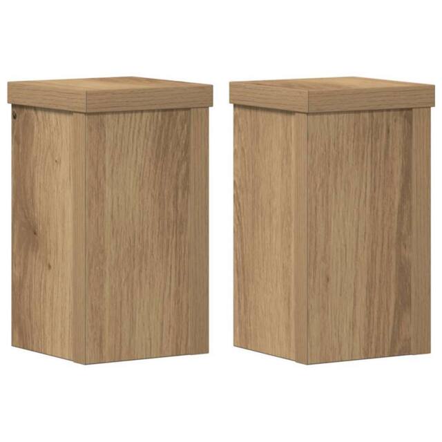 Berkfield Home Plant Stands 2 pcs Artisan Oak 10x10x18 cm Engineered Wood in Brown - Size: 10 x 10 x 18 cm - image 1