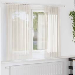Berkfield Home Voile Curtains with Rod Pockets 2 pcs Cream - thumbnail 2