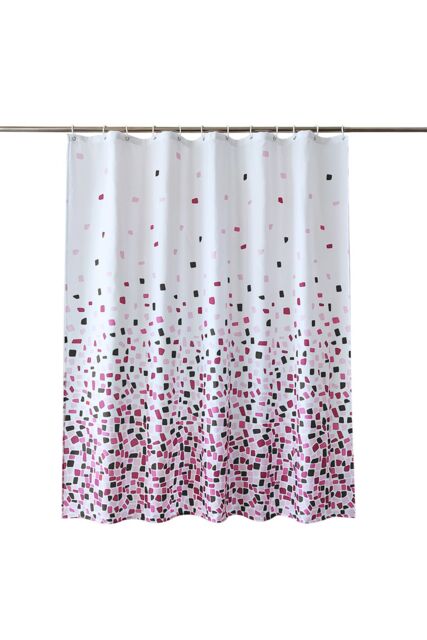 Neel Blue Mandala Polyester Shower Curtain, Water-Resistant Bathroom Curtain With 12 Hooks - 180x200cm in Red - Size: 180 cm width x 200 cm drop - image 1