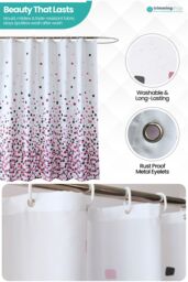Neel Blue Mandala Polyester Shower Curtain, Water-Resistant Bathroom Curtain With 12 Hooks - 180x200cm in Red - Size: 180 cm width x 200 cm drop - thumbnail 4