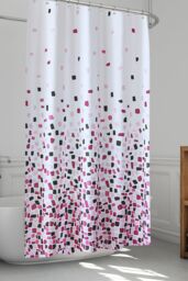 Neel Blue Mandala Polyester Shower Curtain, Water-Resistant Bathroom Curtain With 12 Hooks - 180x200cm in Red - Size: 180 cm width x 200 cm drop - thumbnail 6