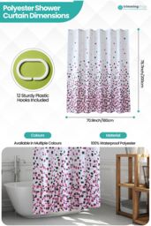 Neel Blue Mandala Polyester Shower Curtain, Water-Resistant Bathroom Curtain With 12 Hooks - 180x200cm in Red - Size: 180 cm width x 200 cm drop - thumbnail 2