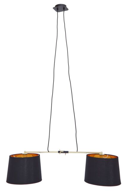 Orsina 2 Bulbs Pendant Light, Matte Black Industrial Ceiling Light With Adjustable Cord, Two Tone Inverted Shades - image 1