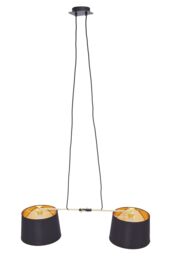 Orsina 2 Bulbs Pendant Light, Matte Black Industrial Ceiling Light With Adjustable Cord, Two Tone Inverted Shades - thumbnail 4