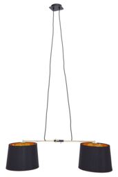 Orsina 2 Bulbs Pendant Light, Matte Black Industrial Ceiling Light With Adjustable Cord, Two Tone Inverted Shades
