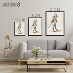 "Artery8 Polichinelle Clown Portrait Manet Vintage Black Framed Canvas Wall Art in White - Size: W12"" x H16""" - thumbnail 4
