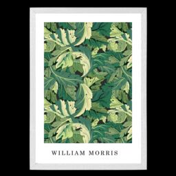 ARTZE William Morris Acanthus in Bright Green Art Print / White Frame / SIZE: A4 - thumbnail 2