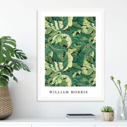 ARTZE William Morris Acanthus in Bright Green Art Print / White Frame / SIZE: A4 - thumbnail 1