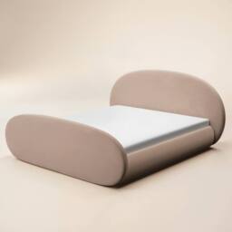 Flair Amos Oval Headboard Side Lift Ottoman Bed Beige Velvet - Size: Double - thumbnail 3