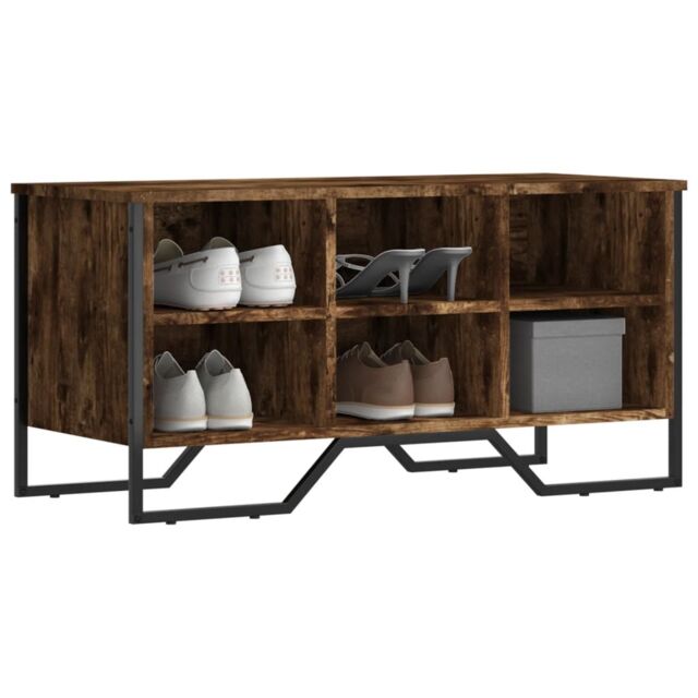 Berkfield Home Shoe Cabinet Smoked Oak 90x38x45.5 cm Engineered Wood - image 1