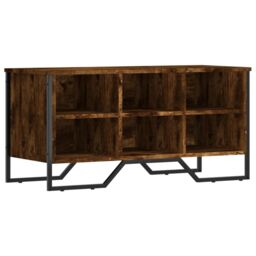 Berkfield Home Shoe Cabinet Smoked Oak 90x38x45.5 cm Engineered Wood - thumbnail 2