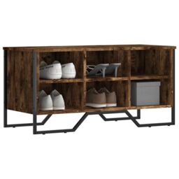 Berkfield Home Shoe Cabinet Smoked Oak 90x38x45.5 cm Engineered Wood - thumbnail 1