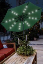 Glamhaus Green Solar Power LED Tilting Parasol Waterproof Garden Umbrella 2.7M - thumbnail 5