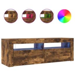 Berkfield Home TV Cabinet with LED Lights Smoked Oak 120x35x40 cm in Brown - Size: 120 x 35 x 40 cm - thumbnail 5