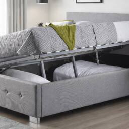 Aspire Richmond Ottoman Storage Bed Frame Side Lift Fabric in Grey - Size: Single - thumbnail 4