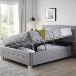 Aspire Richmond Ottoman Storage Bed Frame Side Lift Fabric in Grey - Size: Single - thumbnail 2