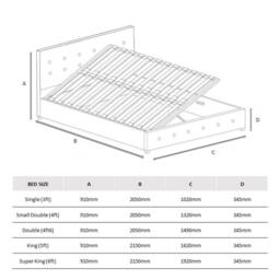 Aspire Richmond Ottoman Storage Bed Frame Side Lift Fabric in Grey - Size: Single - thumbnail 5