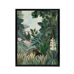 "Artery8 The Dream Equatorial Jungle Rousseau Black Framed Canvas Wall Art in Green - Size: W12"" x H16""" - thumbnail 1