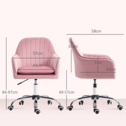 STILVORA Office Chair with Adjustable Height & Seat Cushion in Pink - thumbnail 3