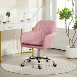 STILVORA Office Chair with Adjustable Height & Seat Cushion in Pink - thumbnail 2