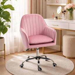 STILVORA Office Chair with Adjustable Height & Seat Cushion in Pink - thumbnail 1