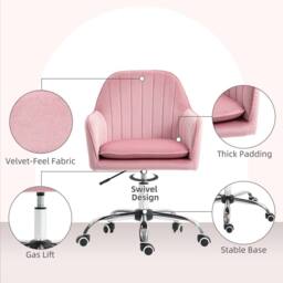 STILVORA Office Chair with Adjustable Height & Seat Cushion in Pink - thumbnail 7