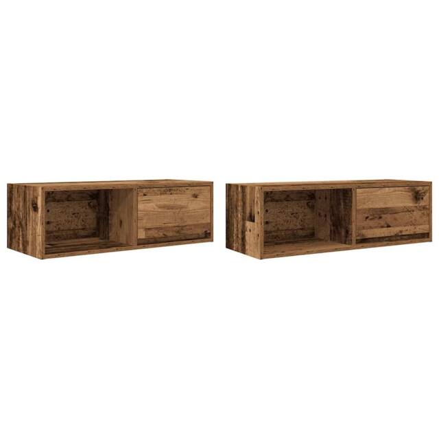 Berkfield Home TV Cabinets 2 pcs Old Wood 80x31x25.5 cm Engineered Wood in Brown - image 1