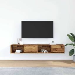 Berkfield Home TV Cabinets 2 pcs Old Wood 80x31x25.5 cm Engineered Wood in Brown - thumbnail 3