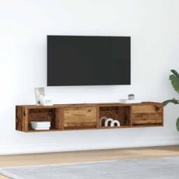 Berkfield Home TV Cabinets 2 pcs Old Wood 80x31x25.5 cm Engineered Wood in Brown - thumbnail 2