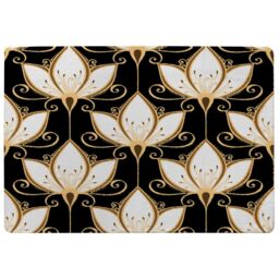 Benjamin Tate Design Black & Gold Floral Pattern Rug in Natural - Size: Large