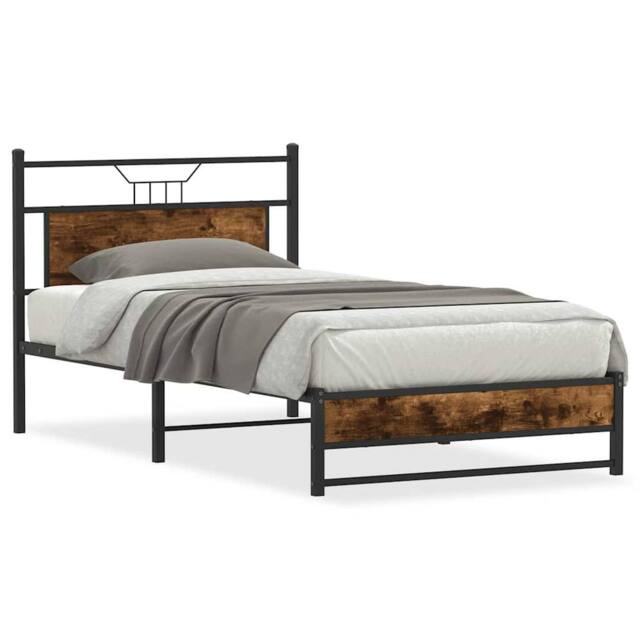 Berkfield Home Bed Frame without Mattress Smoked Oak 107x203 cm Engineered Wood in Brown - image 1