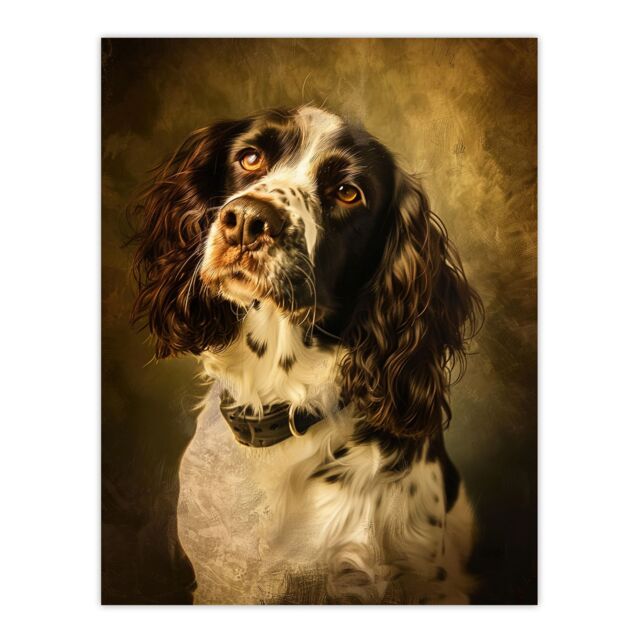 "Artery8 English Springer Spaniel Dog Lover Painting Wall Art Print in Brown - Size: W24"" x H32""" - image 1