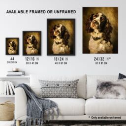 "Artery8 English Springer Spaniel Dog Lover Painting Wall Art Print in Brown - Size: W24"" x H32""" - thumbnail 3