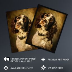 "Artery8 English Springer Spaniel Dog Lover Painting Wall Art Print in Brown - Size: W24"" x H32""" - thumbnail 2