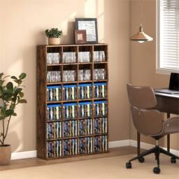 VOGREX Rustic brown media storage rack for DVD & CD. Video display unit