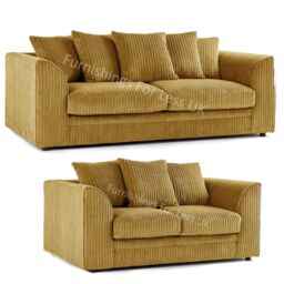 Furnishings For Less UK Luxor Jumbo Cord 3 + 2 Fabric Sofa Suite in Mustard - thumbnail 1